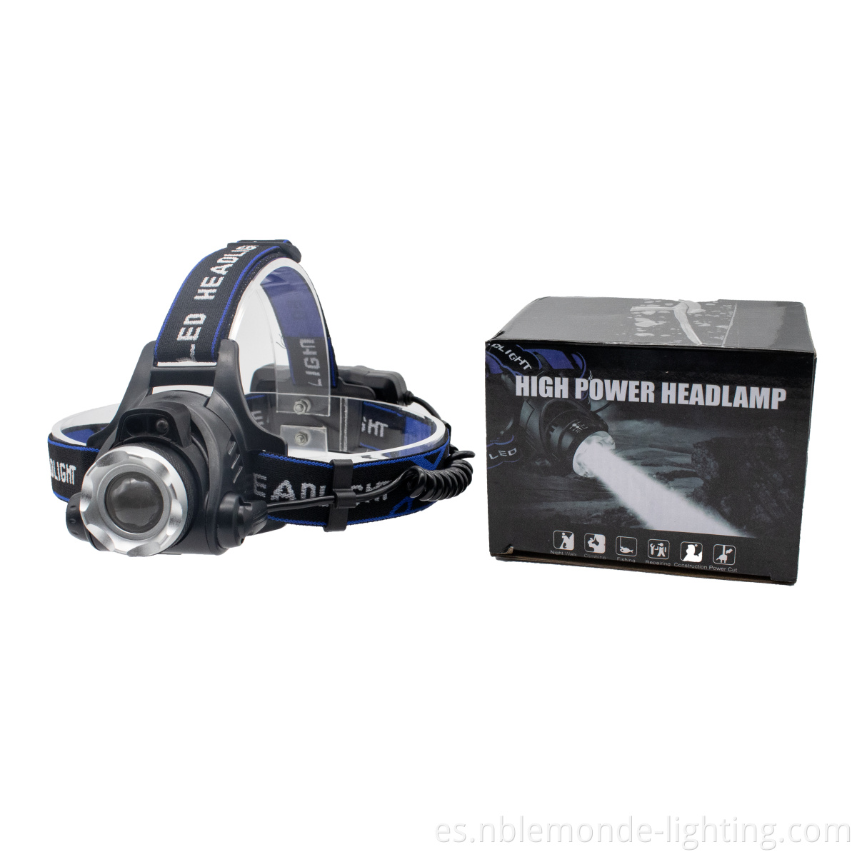 Outdoor Headlamp with Rechargeable Battery and USB Charging